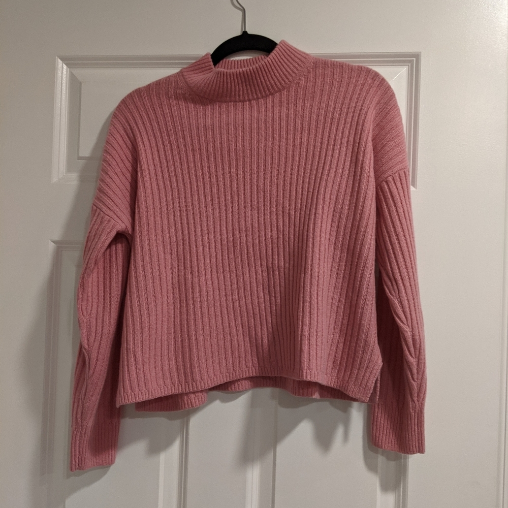 Madewell Pink (Re)sourced Cashmere & Wool Ribbed Mockneck Pullover Sweater XS - Picture 6 of 11